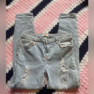 Forever 21 Mid rise Straight leg Jeans Light denim